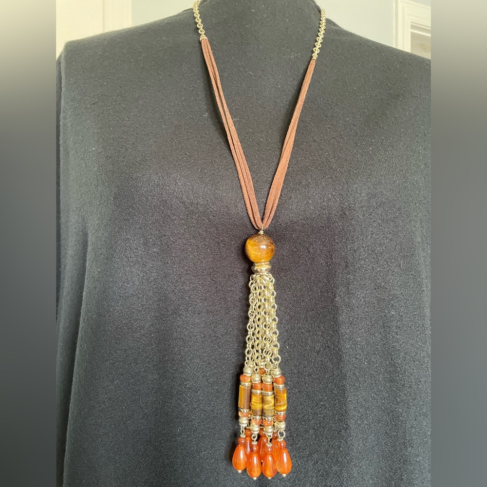 Elegant Brown and Gold Beaded Necklace